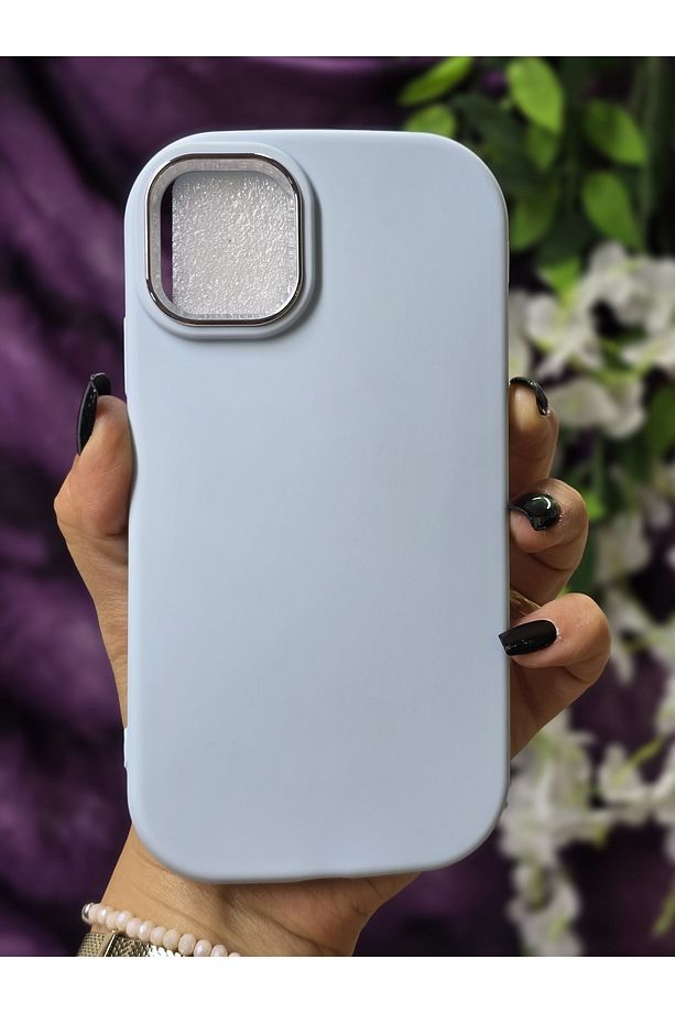 Iphone 11 Uyumlu Metal Kamera Çerçeveli Mat Bebe Mavi Silikon Kılıf - 4
