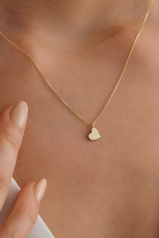 14 Ayar Minimal Kalp Altın Kolye - 4