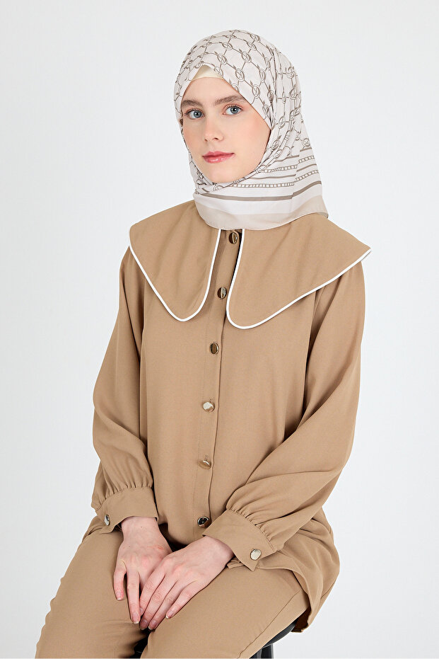 وشاح منقوش باللون البيج 3015 - 4