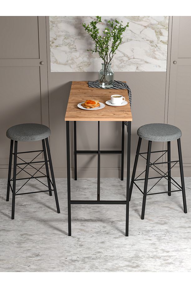 RETODESİGN YUVARLAK TABURELİ BAR TAKIMI 3651A - 4