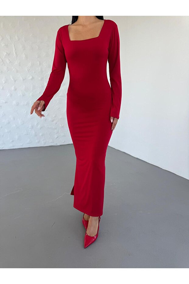 KARE YAKA SANDY ELBİSE - 2