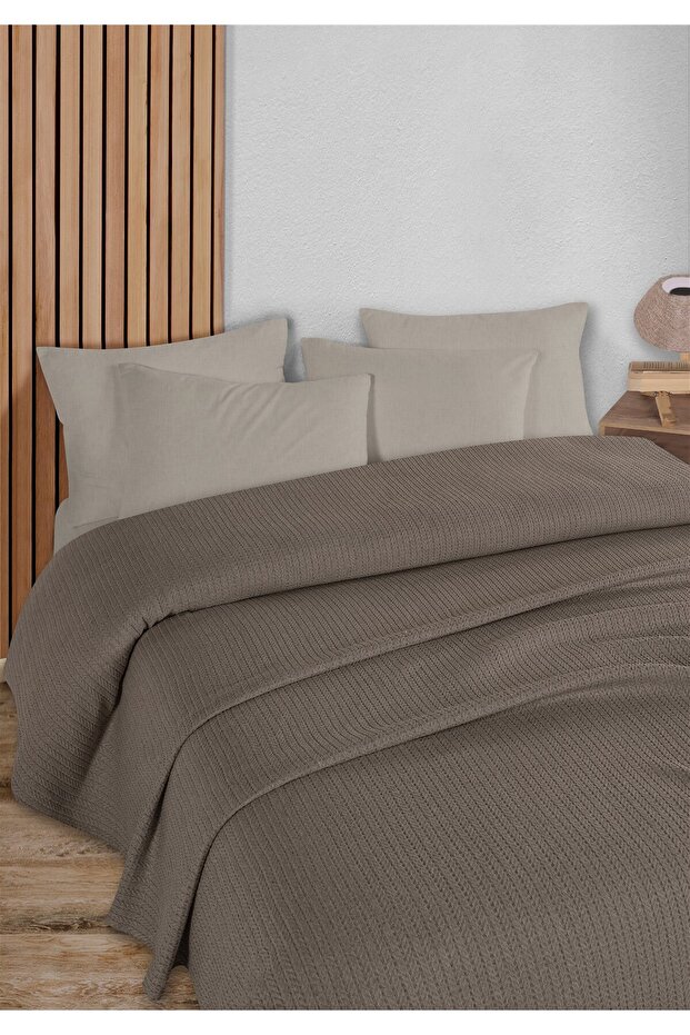 Mystic Light Brown Single Pique Set 160 X 230 cm