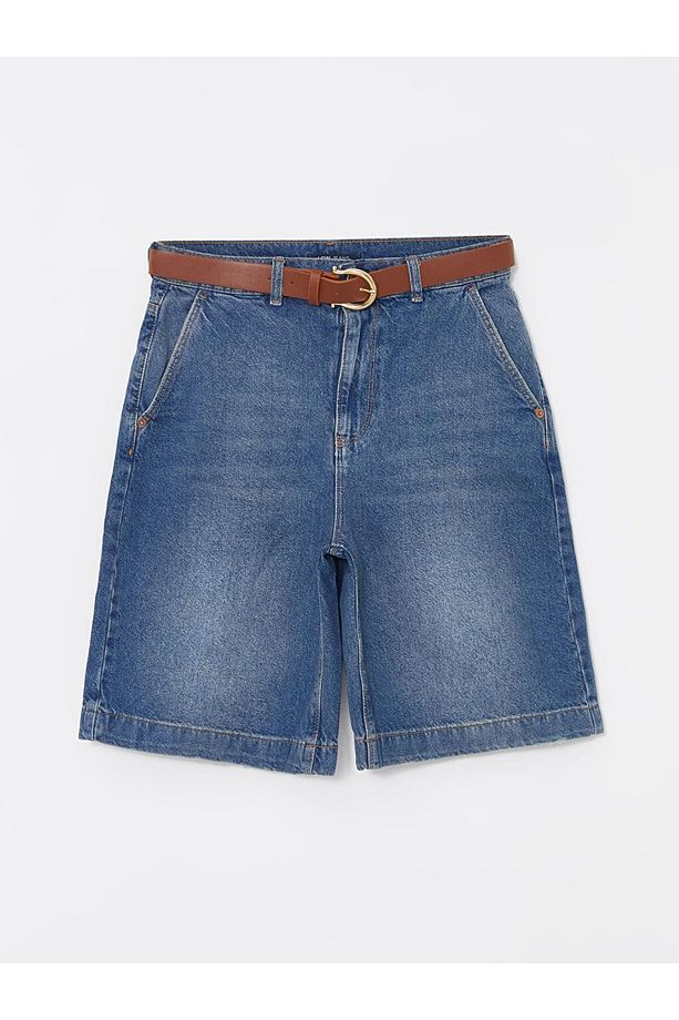 Indigo Bermuda Fit Kadın Jean Şort - 5