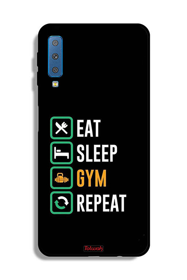 غطاء حماية لهاتف Samsung Galaxy A7 (2018) Eat Sleep Gym Repeat