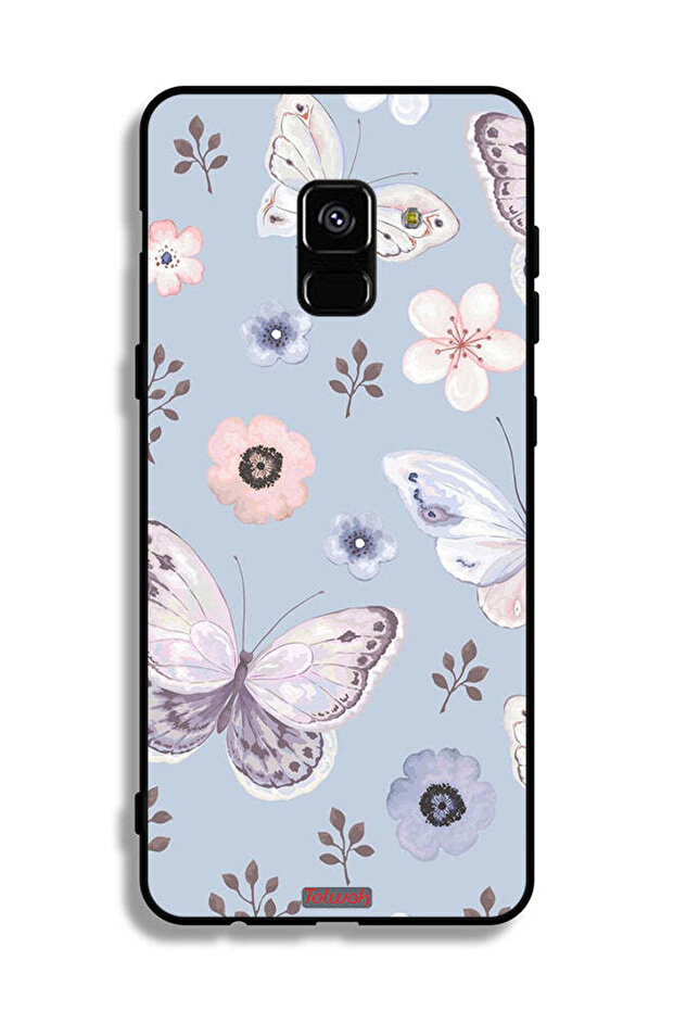 Samsung Galaxy A8 Plus (2018) Protective Case Cover Butterflies And Flowers