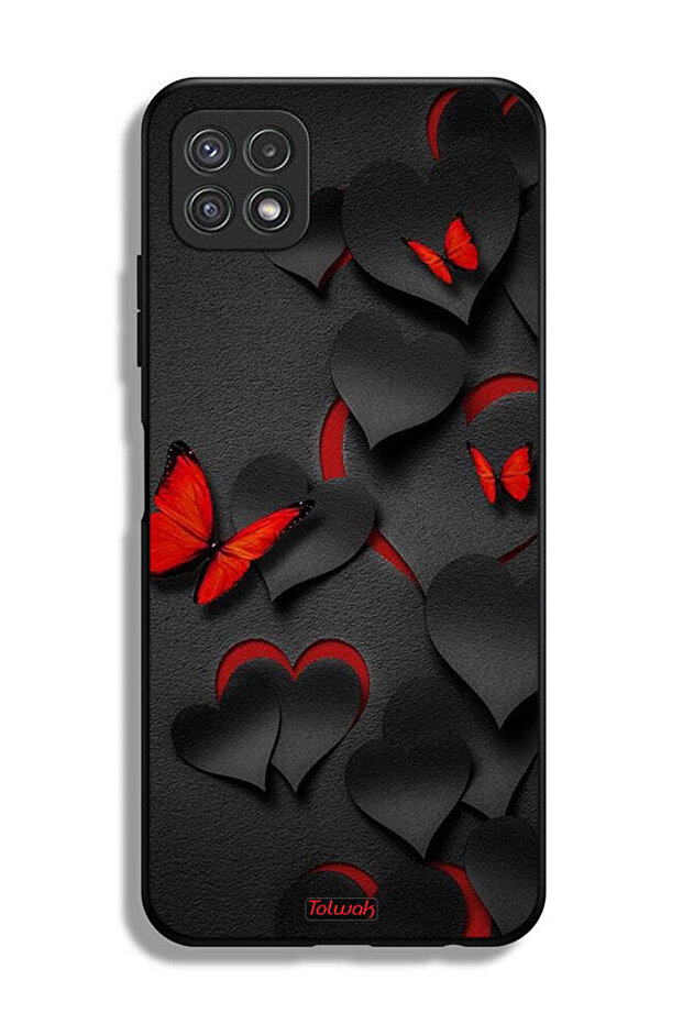 Samsung Galaxy A22 5G Protective Case Cover Hearts And Butterflies Pattern