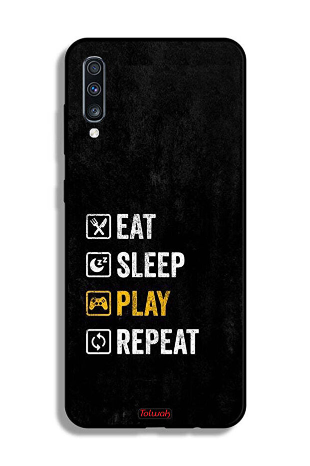غطاء حماية لهاتف Samsung Galaxy A70، تناول الطعام، النوم، اللعب، التكرار