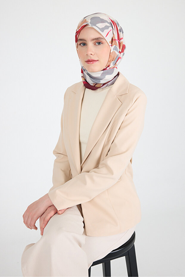 Burgundy leaf pattern scarf 3004 - 4