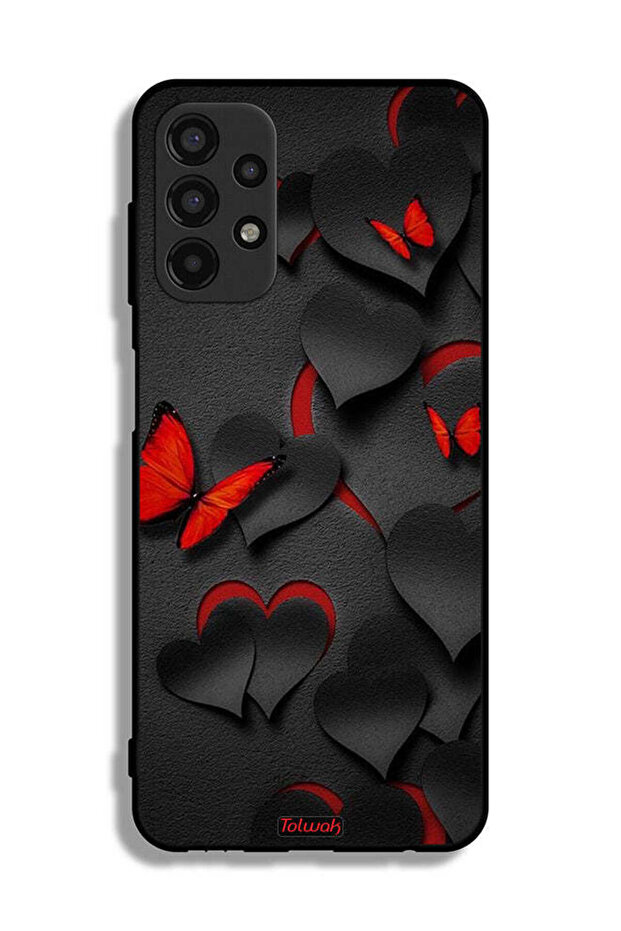 Samsung Galaxy A13 4G Protective Case Cover Hearts And Butterflies Pattern
