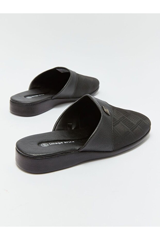 Siyah Önü Kapalı Desenli Erkek Ev Terliği - 5