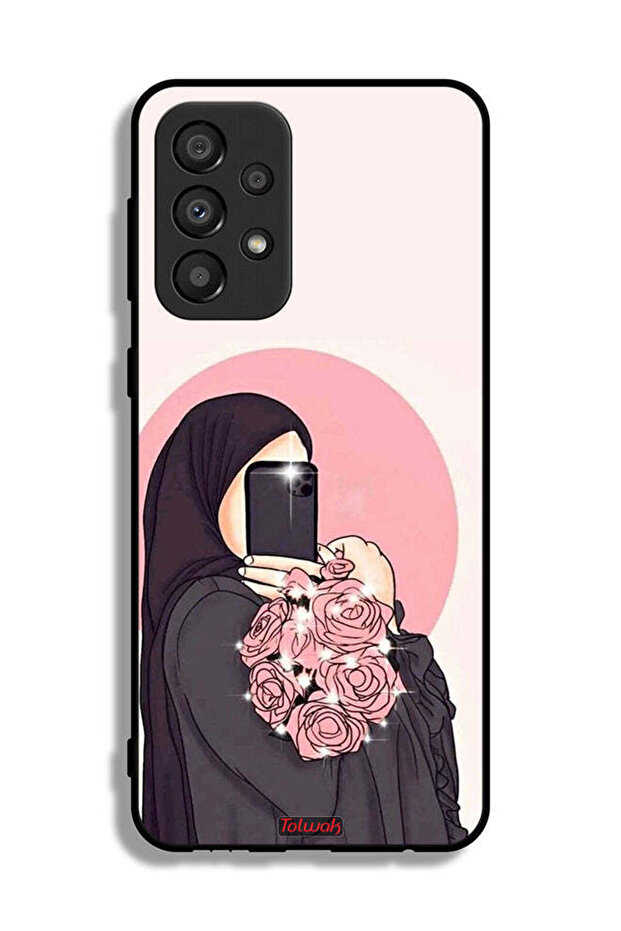 غطاء حماية لهاتف Samsung Galaxy A33 5G مع فن التقاط صور سيلفي أثناء حمل الزهور