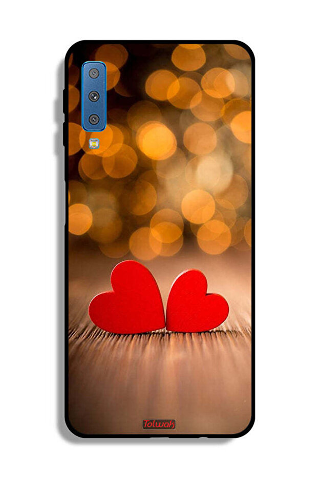 غطاء حماية لهاتف Samsung Galaxy A7 (2018) بتصميم قلبين جميلين