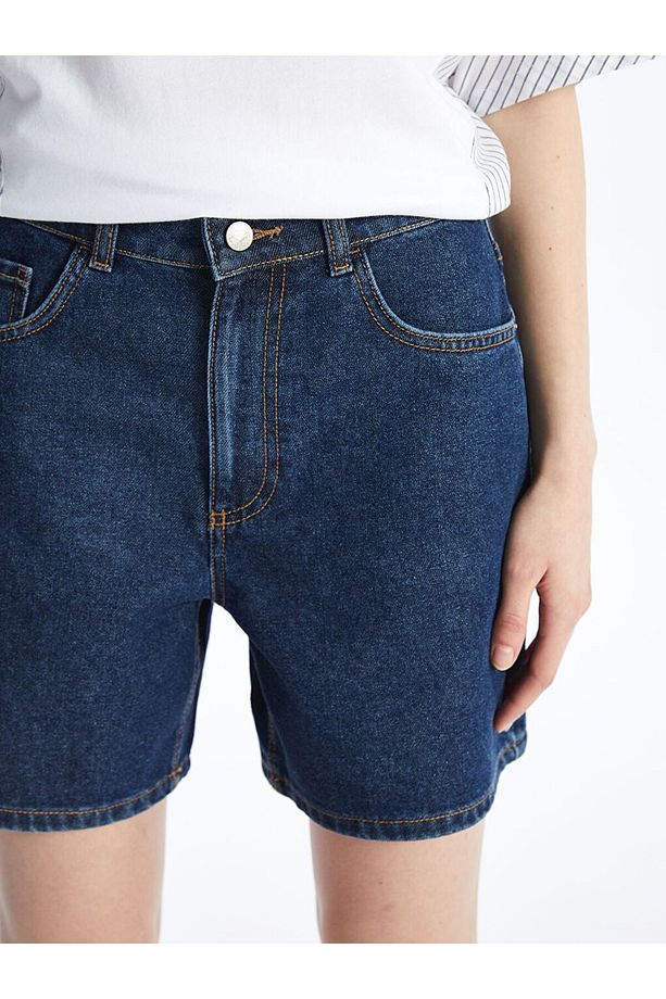 Indigo Bermuda Fit Kadın Jean Şort - 5
