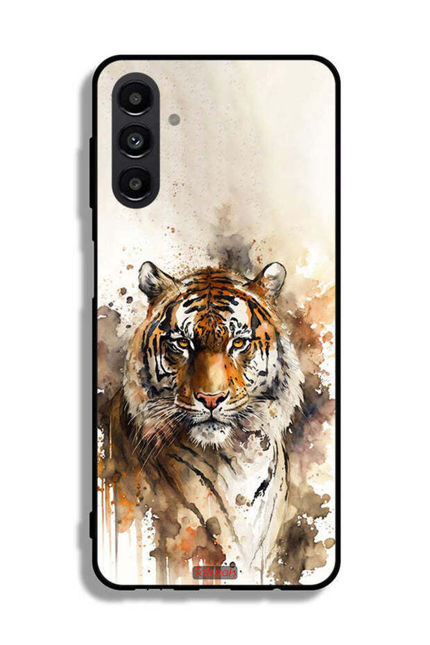 غطاء حماية لهاتف Samsung Galaxy A04s بتصميم فن تجريدي بنقشة جلد النمر