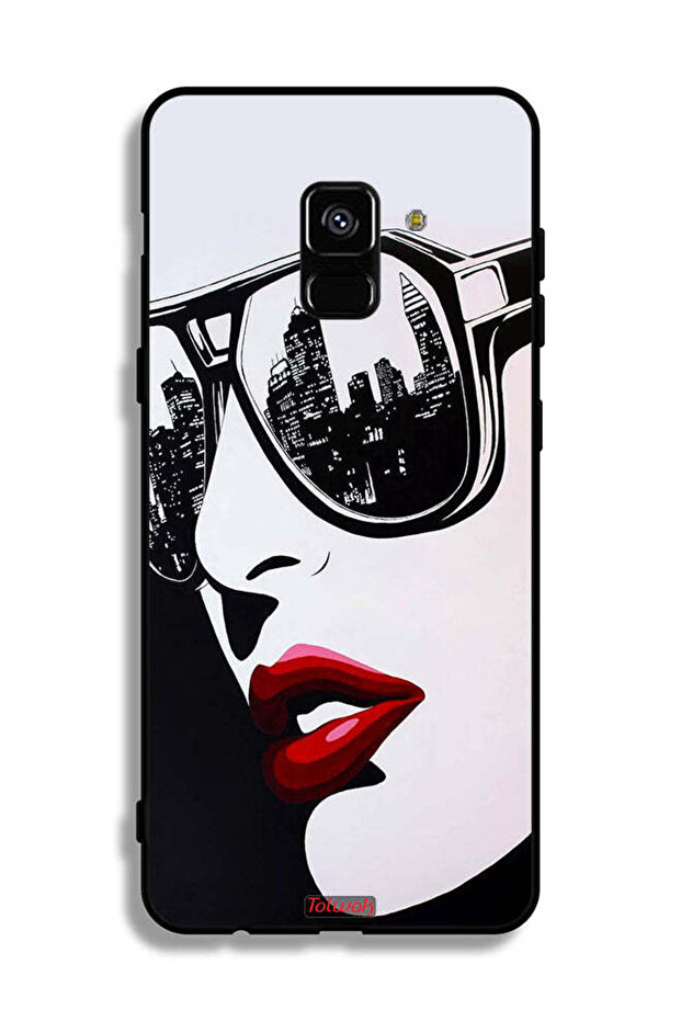 Samsung Galaxy A8 Plus (2018) Protective Case Cover Girl Face Abstract Art