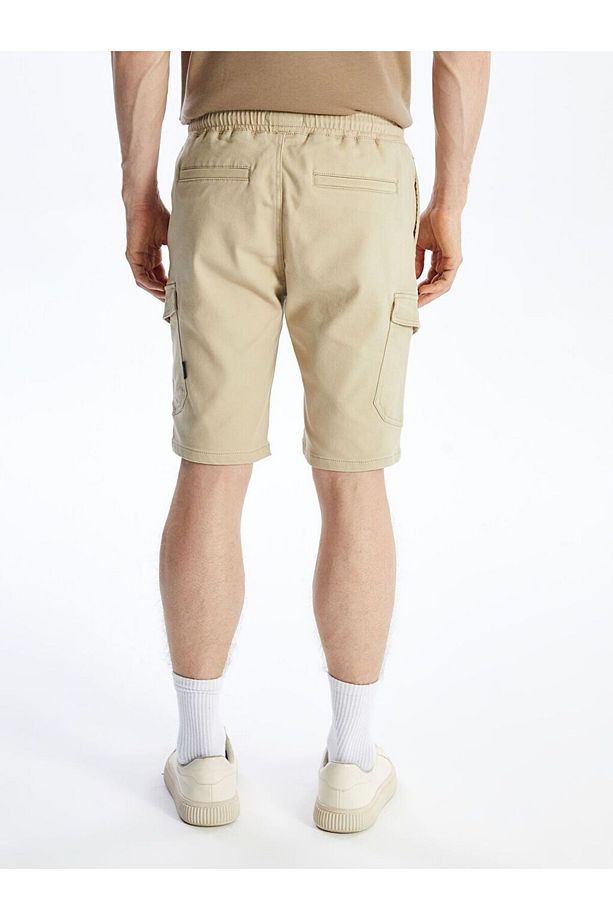 Bej Slim Fit Erkek Kargo Şort - 4