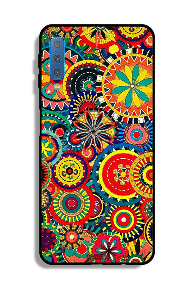 غطاء حماية لهاتف Samsung Galaxy A7 (2018) بنمط ماندالا ملون