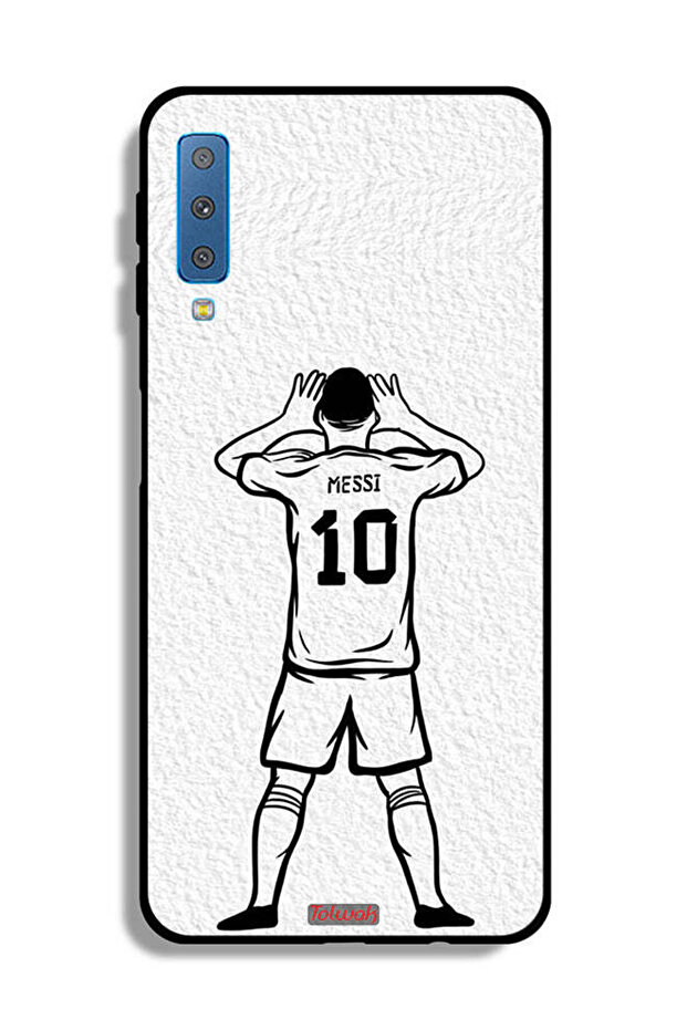 غطاء حماية لهاتف Samsung Galaxy A7 (2018) بتصميم ميسي سكيتش