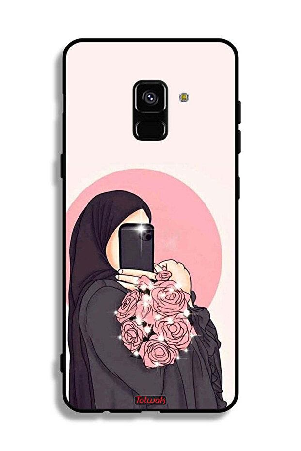 غطاء حماية لهاتف Samsung Galaxy A8 Plus (2018) بتصميم فن التقاط صور سيلفي مع حمل الزهور