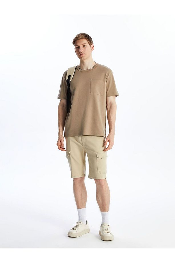Bej Slim Fit Erkek Kargo Şort - 2