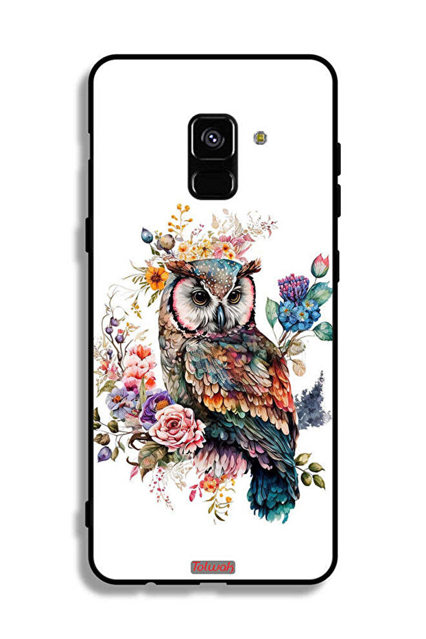 غطاء حماية لهاتف Samsung Galaxy A8 Plus (2018) بتصميم بومة فنية تجريدية