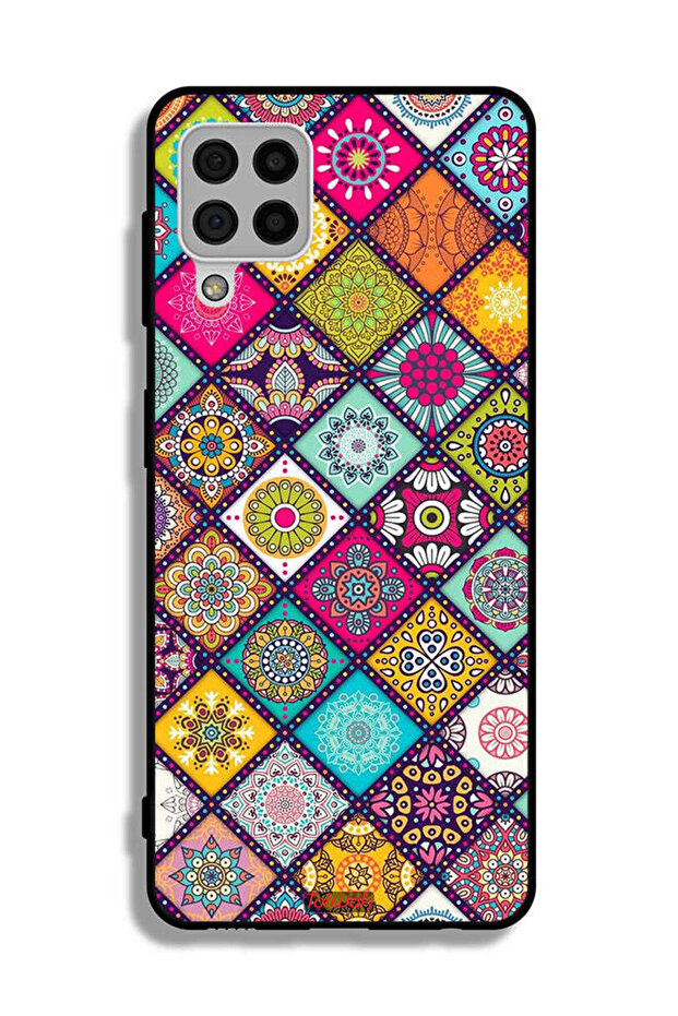 Samsung Galaxy A22 4G Protective Case Cover Mandala Squares Pattern