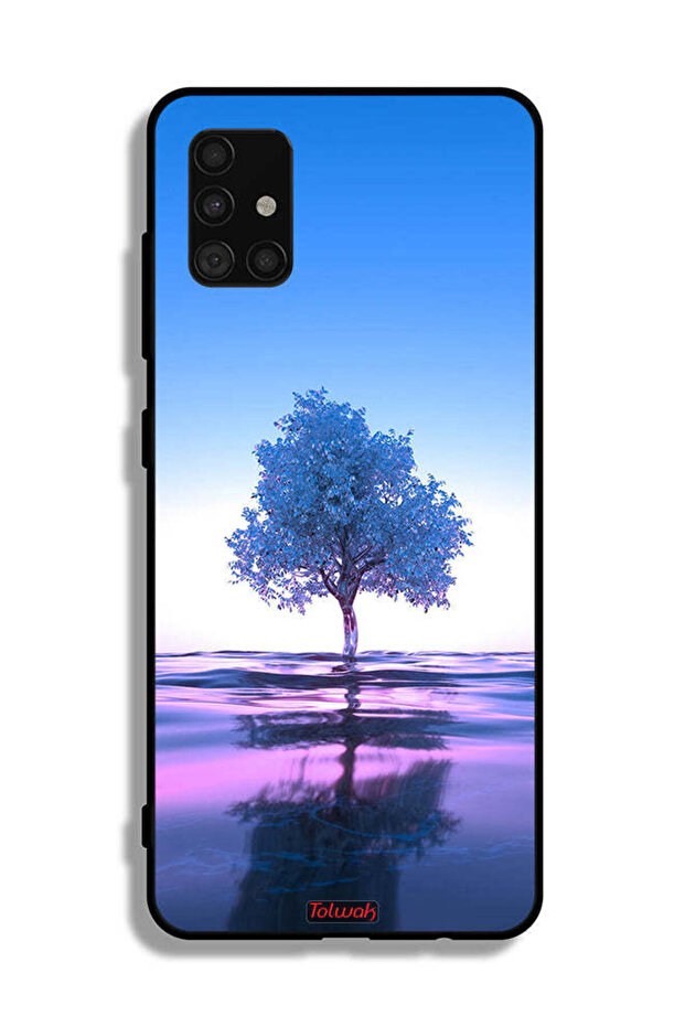 Samsung Galaxy A51 4G Protective Case Cover Tree Neon Body Of Water Reflection Digital Art