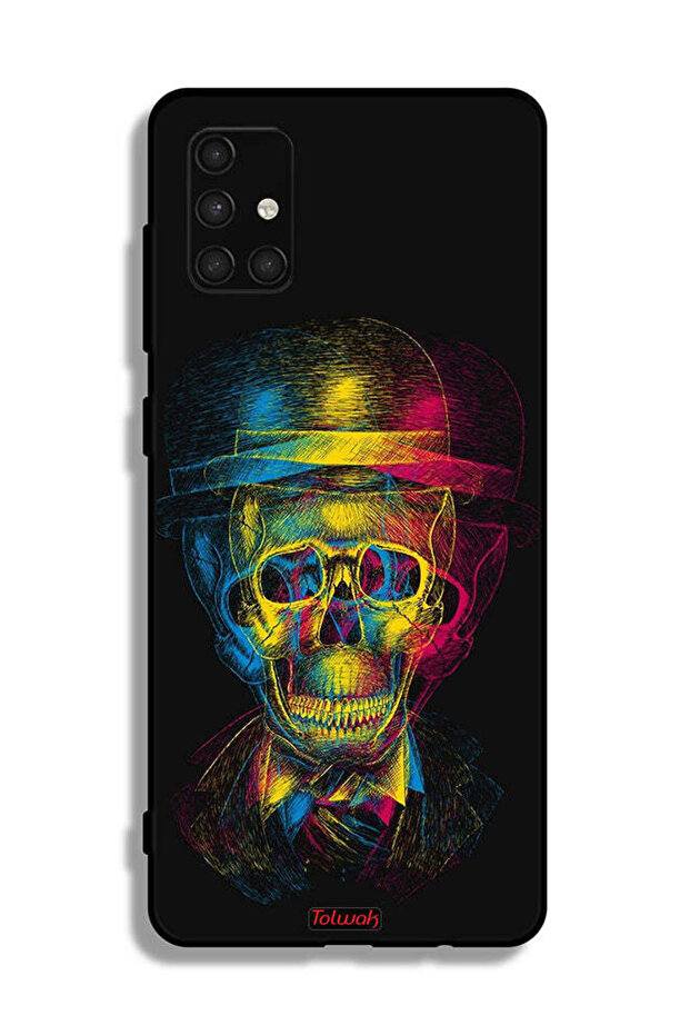 Samsung Galaxy A71 4G Protective Case Cover Skull Colorful Hat Fantasy Art
