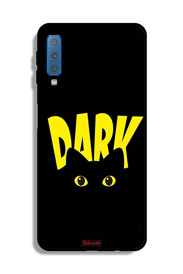 غطاء حماية لهاتف Samsung Galaxy A7 (2018) بتصميم قطة داكنة