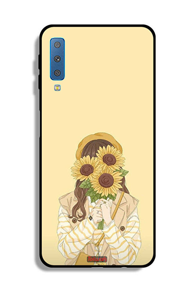 غطاء حماية لهاتف Samsung Galaxy A7 (2018) مع وجه مخفي وزهور عباد الشمس