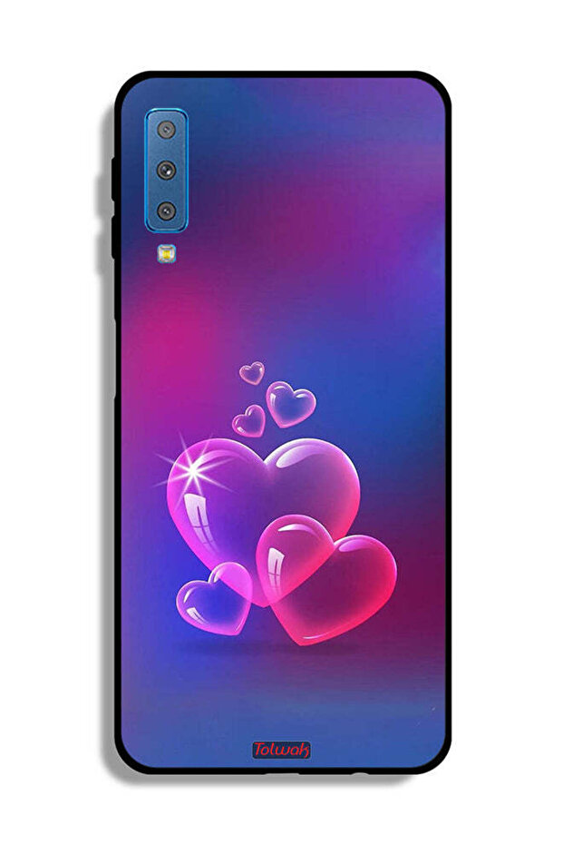غطاء حماية لهاتف Samsung Galaxy A7 (2018) بنقشة قلوب مائية