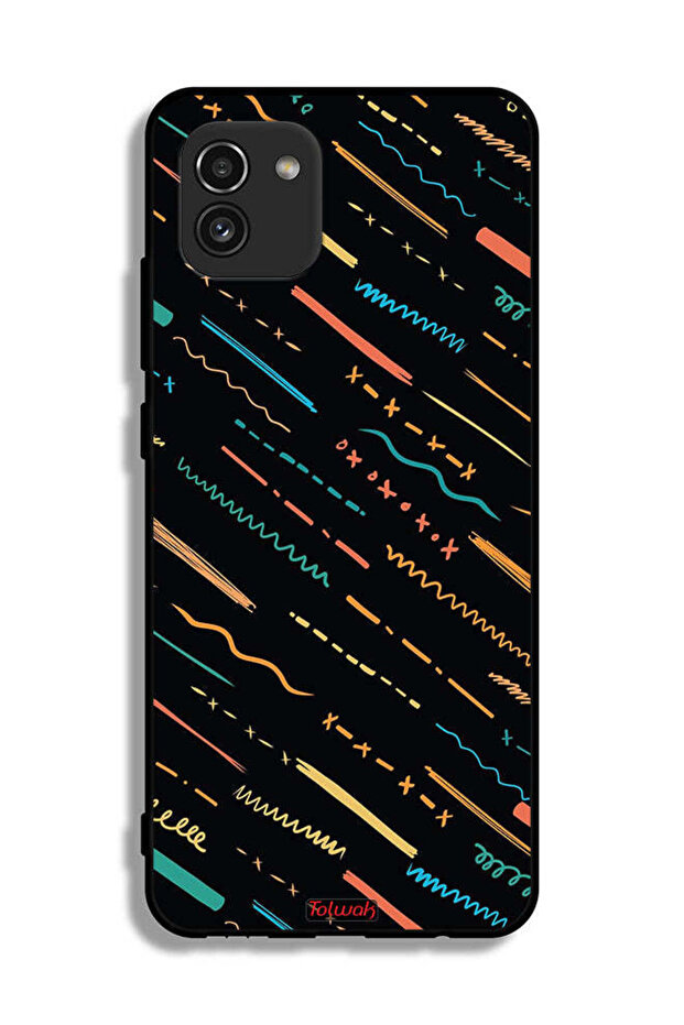 Samsung Galaxy A03 Protective Case Cover X Lines Abstract Pattern