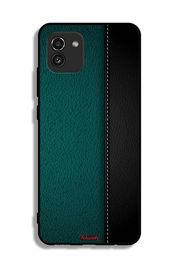 غطاء حماية جلدي بنمط لهاتف Samsung Galaxy A03