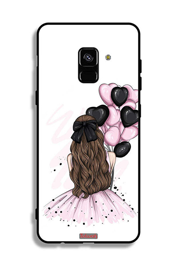 Samsung Galaxy A8 Plus (2018) Protective Case Cover Holding Balloons Girl Art