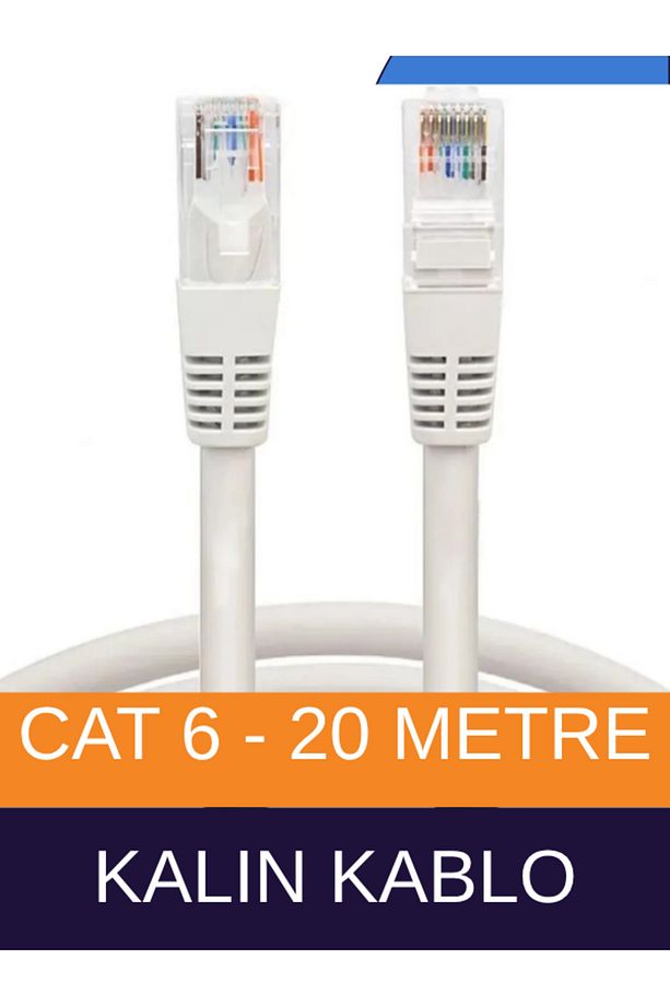 Cat6 20mt Lan Ethernet Kablosu Kalın Kaliteli Fabrikasyon Internet Kablo - 3
