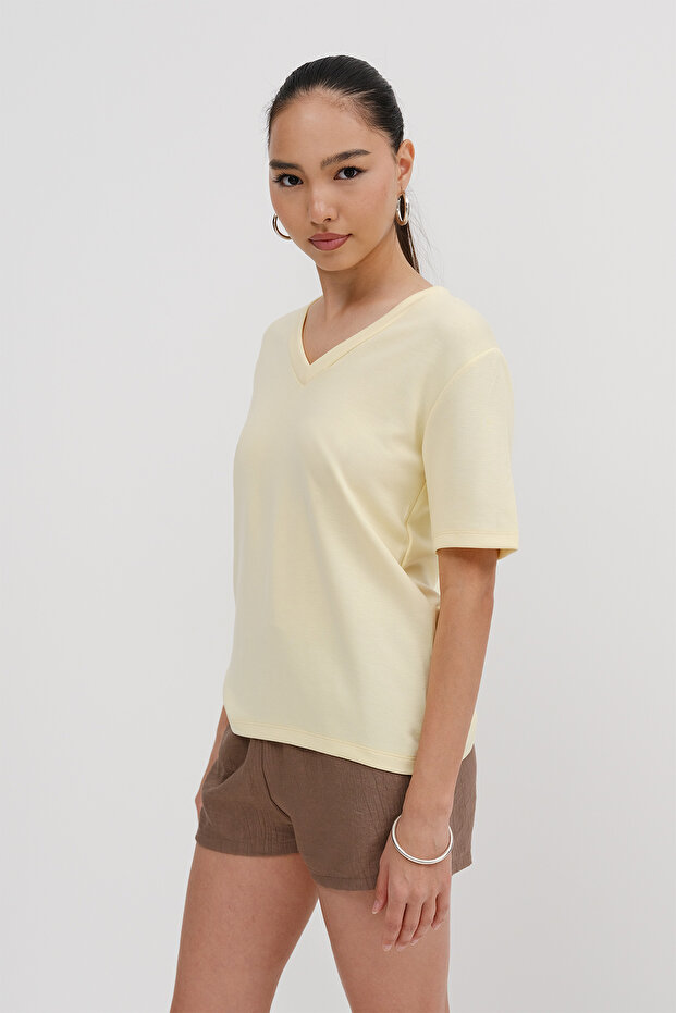 V Yaka Basic T-shirt P4380 - 5