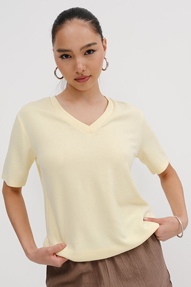 V Yaka Basic T-shirt P4380 - 3
