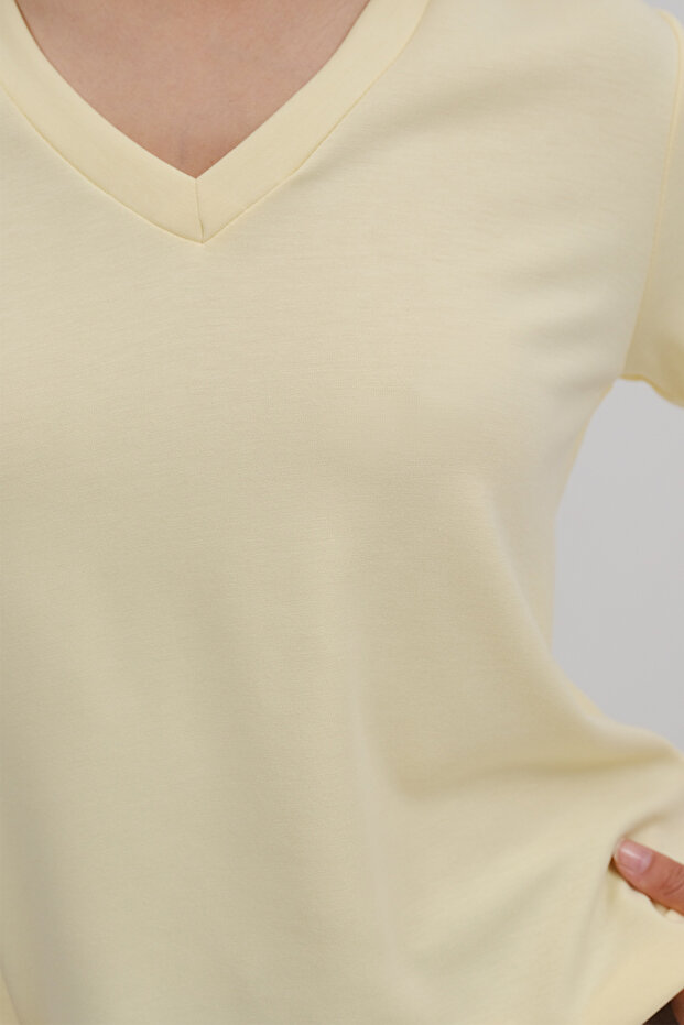 V Yaka Basic T-shirt P4380 - 2