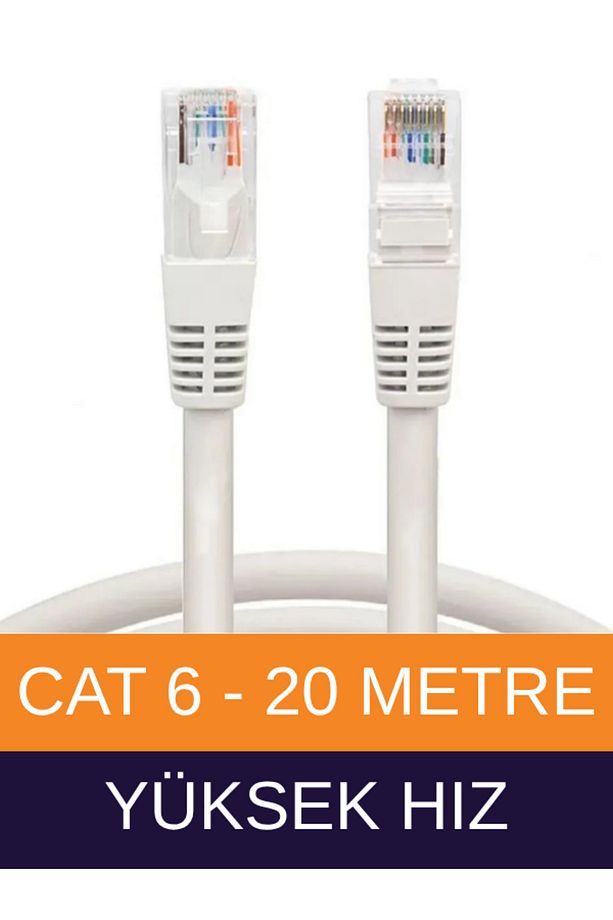 Cat6 20mt Lan Ethernet Kablosu Kalın Kaliteli Fabrikasyon Internet Kablo - 1