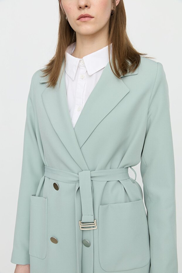 سترة بليزر بحزام الخصر أكوا - 4