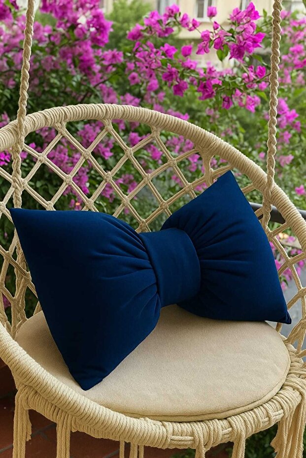 Decorative Bow Pouf Pillow Cushion 50X40 cm