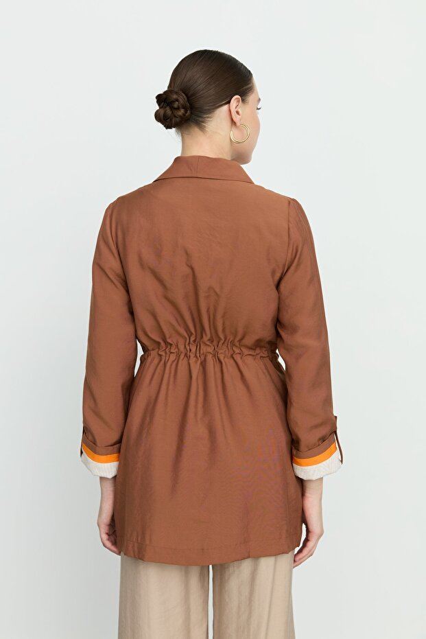 Şal Yaka Modal Ceket Taba - 4