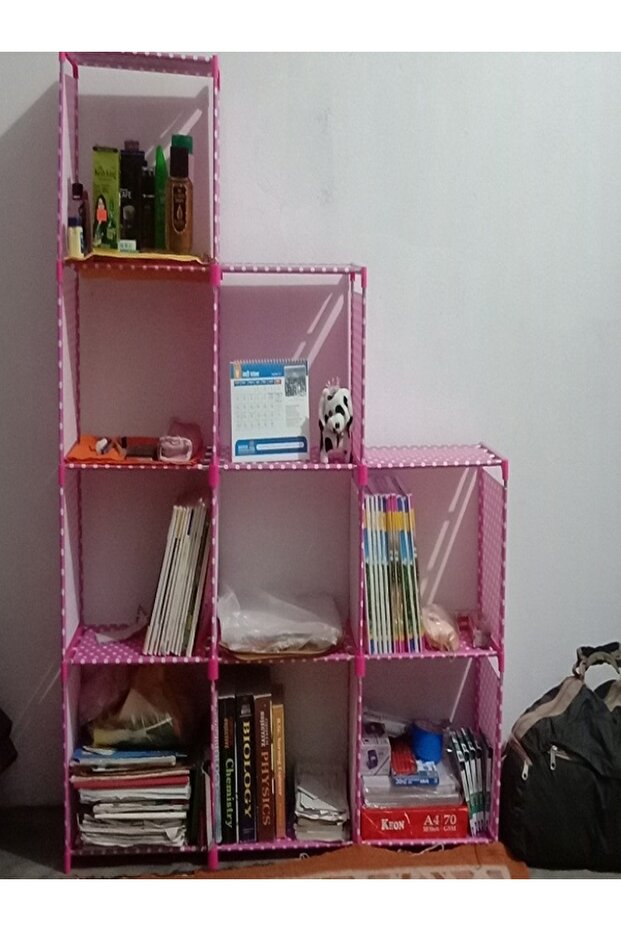 12-Tier Simple Pink Multipurpose Bookshelf/File Rack for Office and Storage
