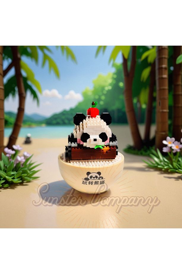 Sunster Company™ Panda Tembel|Kore Tarzı Sallanan Kendin Yap Yapı Blokları Seti–569 Parça|14x7x18 cm - 1