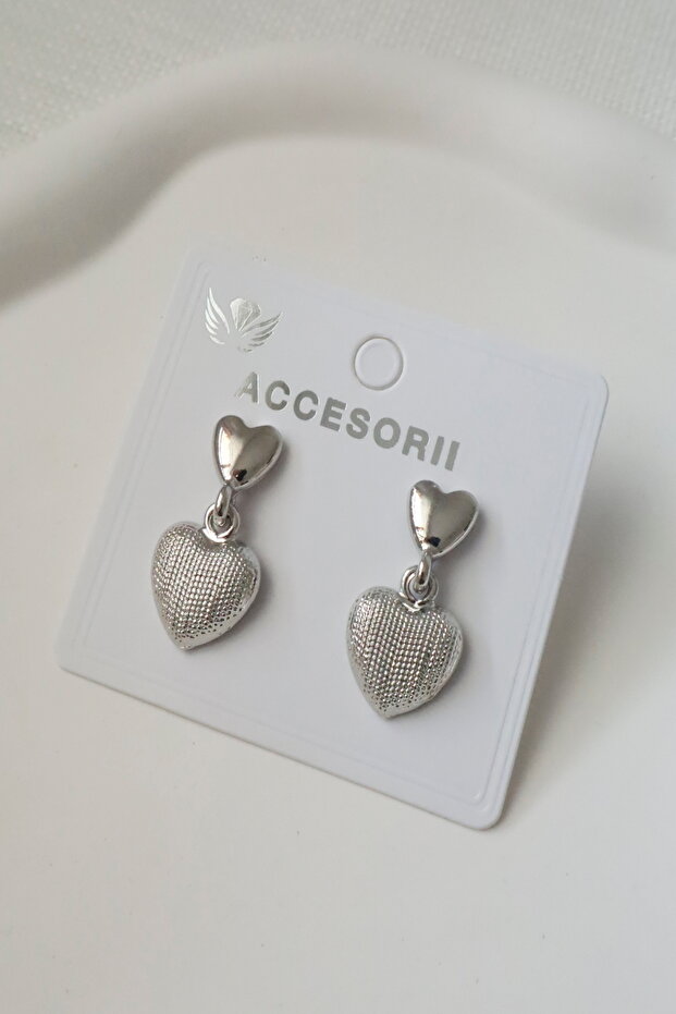 Women's Earrings Plain Serrated Dangle Heart Earrings