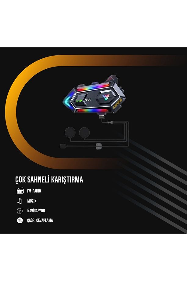 Y20 RGB Kask intercom Bluetooth Kulaklık Seti - 6