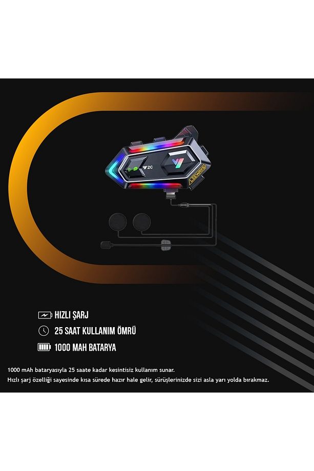 Y20 RGB Kask intercom Bluetooth Kulaklık Seti - 8