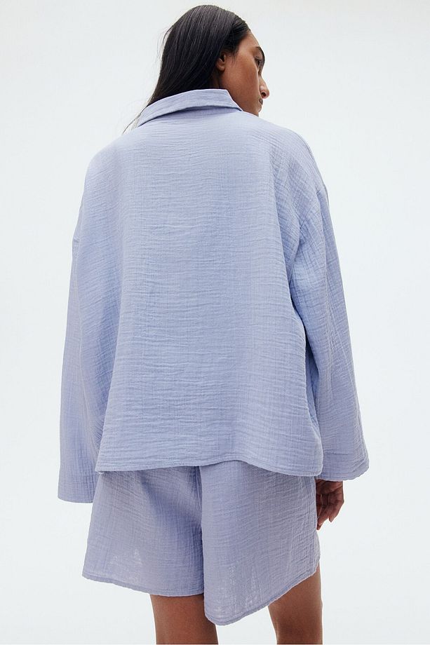 Gömlek ve Şortlu Pijama Takımı - 5