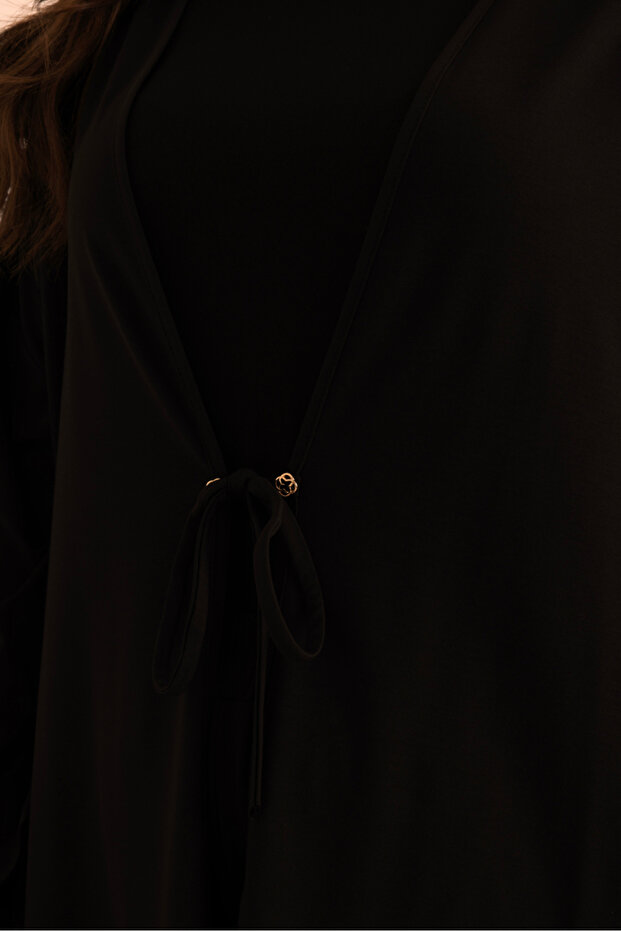 Önden Bağcık Detaylı Örme Kimono - 6