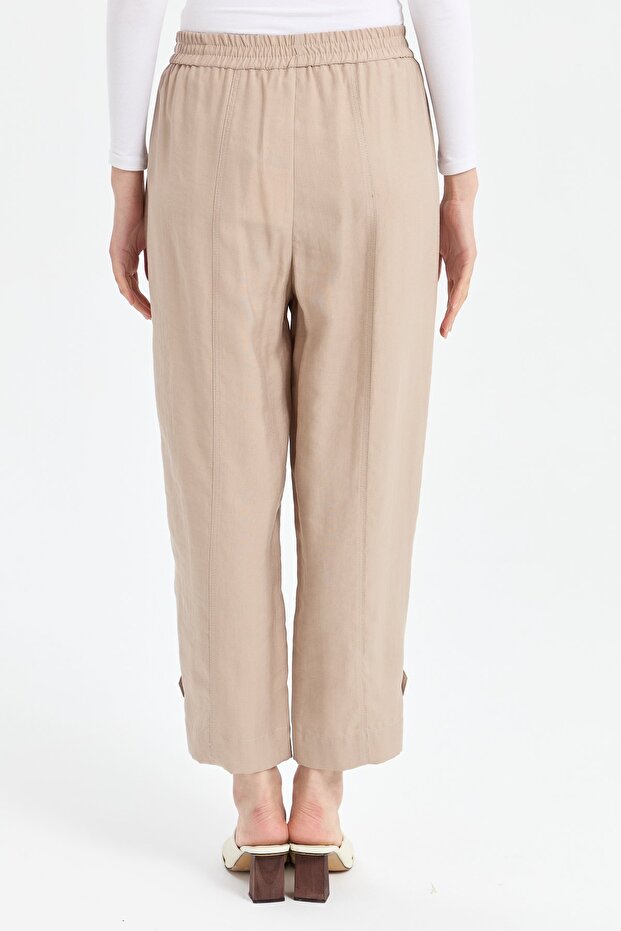 Paçası Düğmeli Pantolon Taş - 7